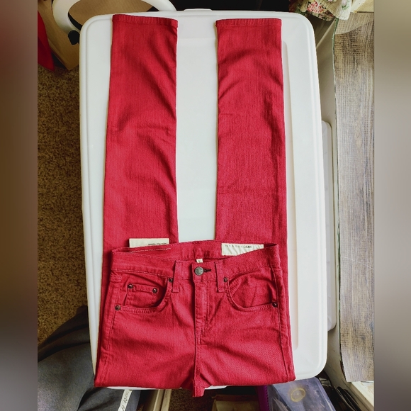 NWOT Rag & Bone High Rise Skinny Jeans Denim Red Stretch sz 25. - Picture 14 of 17